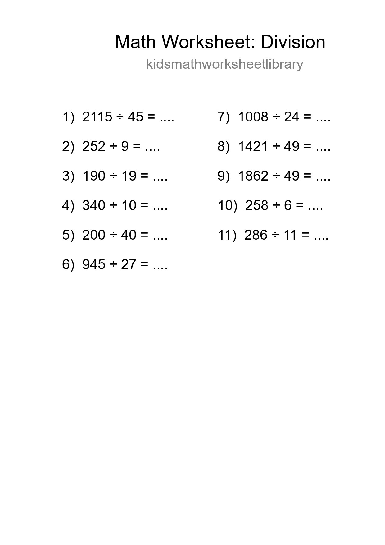Free 11 Division Math Worksheet For Grade 2 With Answers - Part 169
