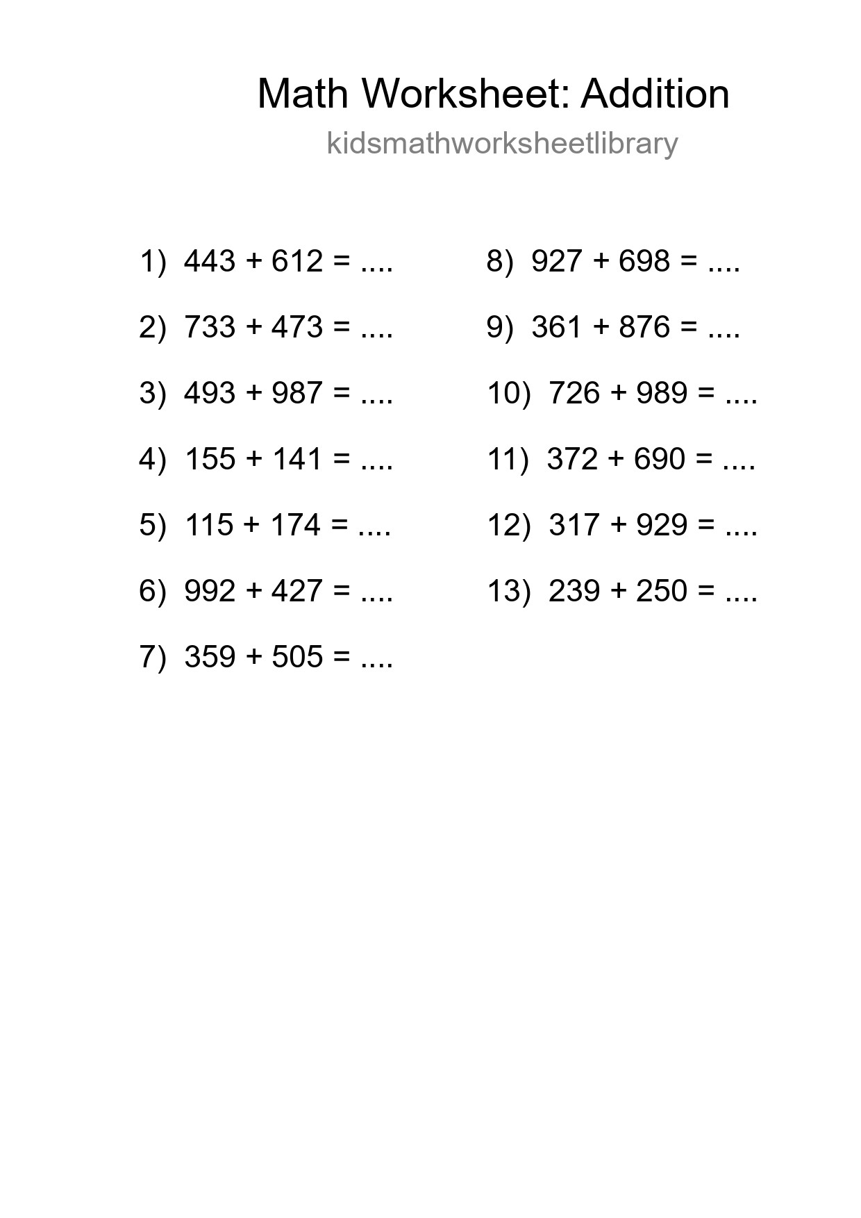 Free 13 Addition Math Worksheet For Grade 5 With Answers - Part 12