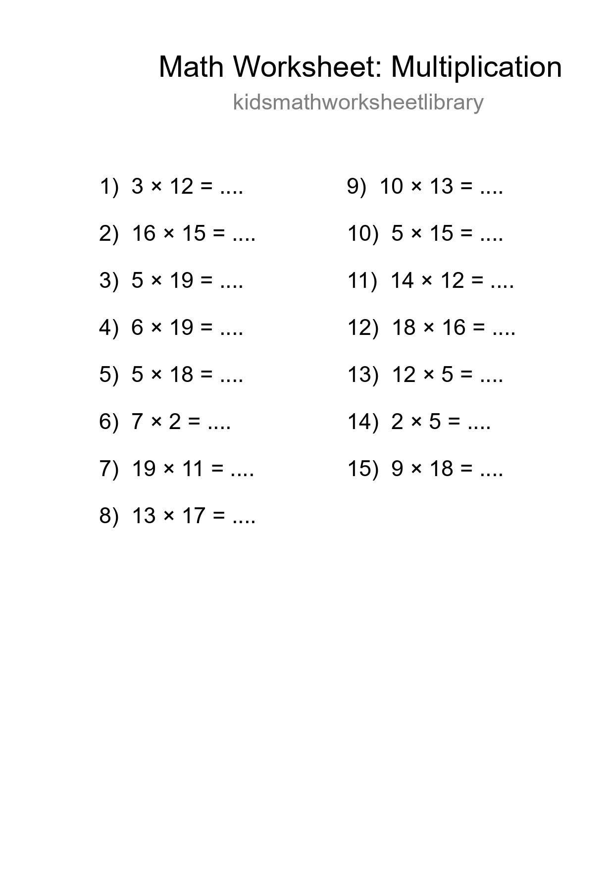 Free 15 Multiplication Math Worksheet For Grade 2 - Part 172