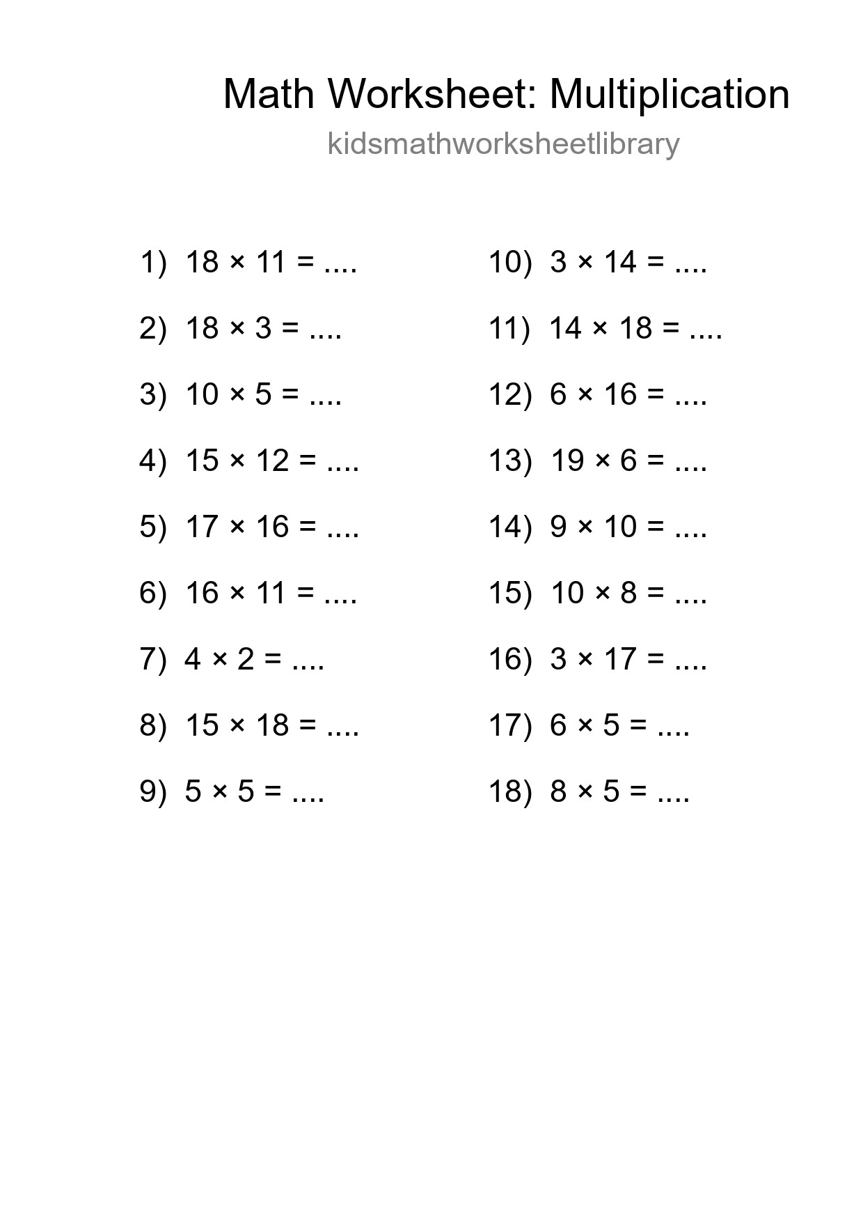 Free 18 Multiplication Math Worksheet For Grade 2 With Answers - Part 238