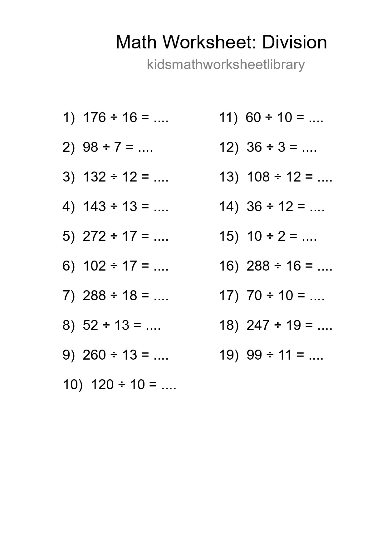 Free 19 Division Math Worksheet For Grade 2 - Part 103