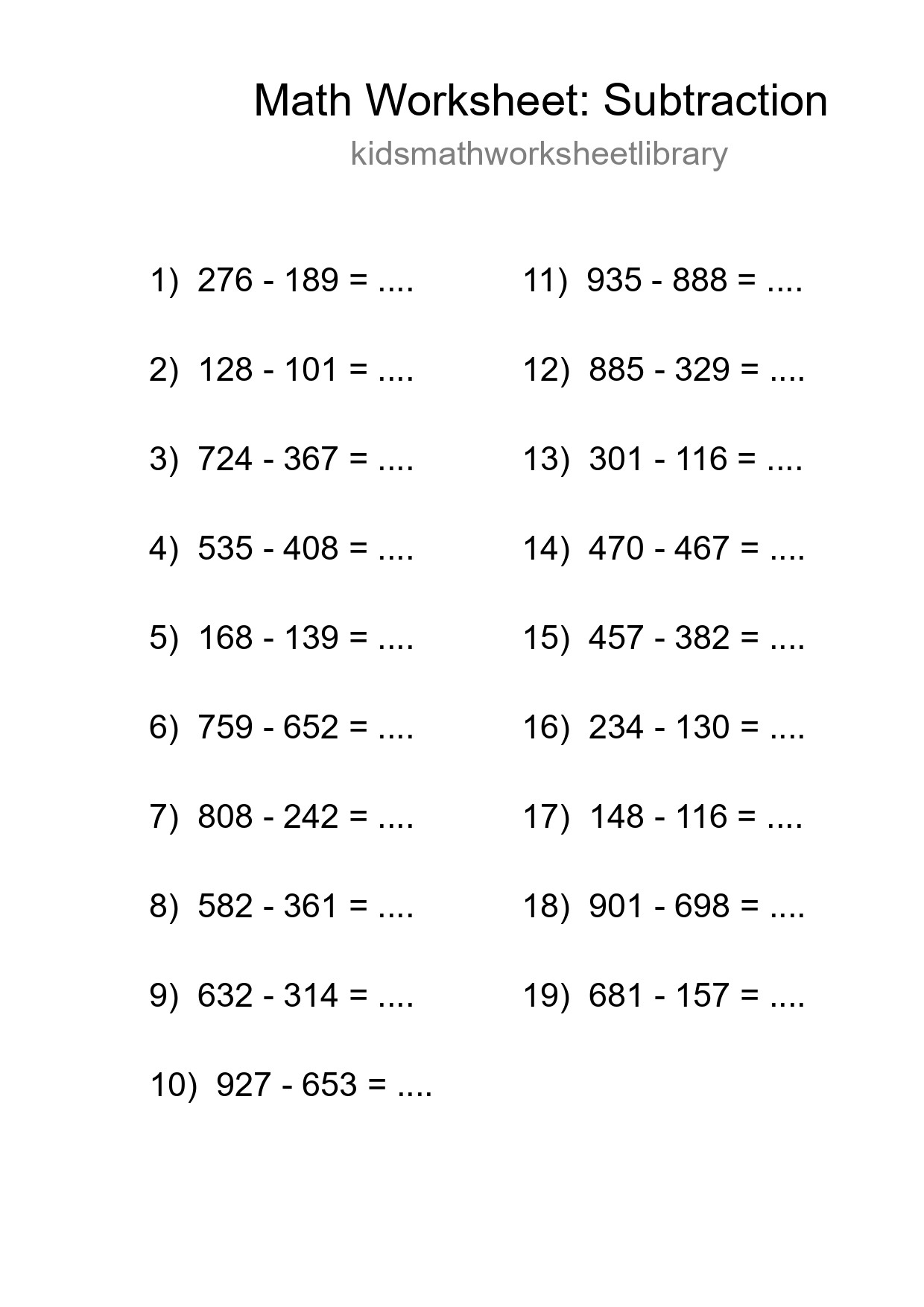 Free 19 Subtraction Math Worksheet For Grade 5 With Answers - Part 107
