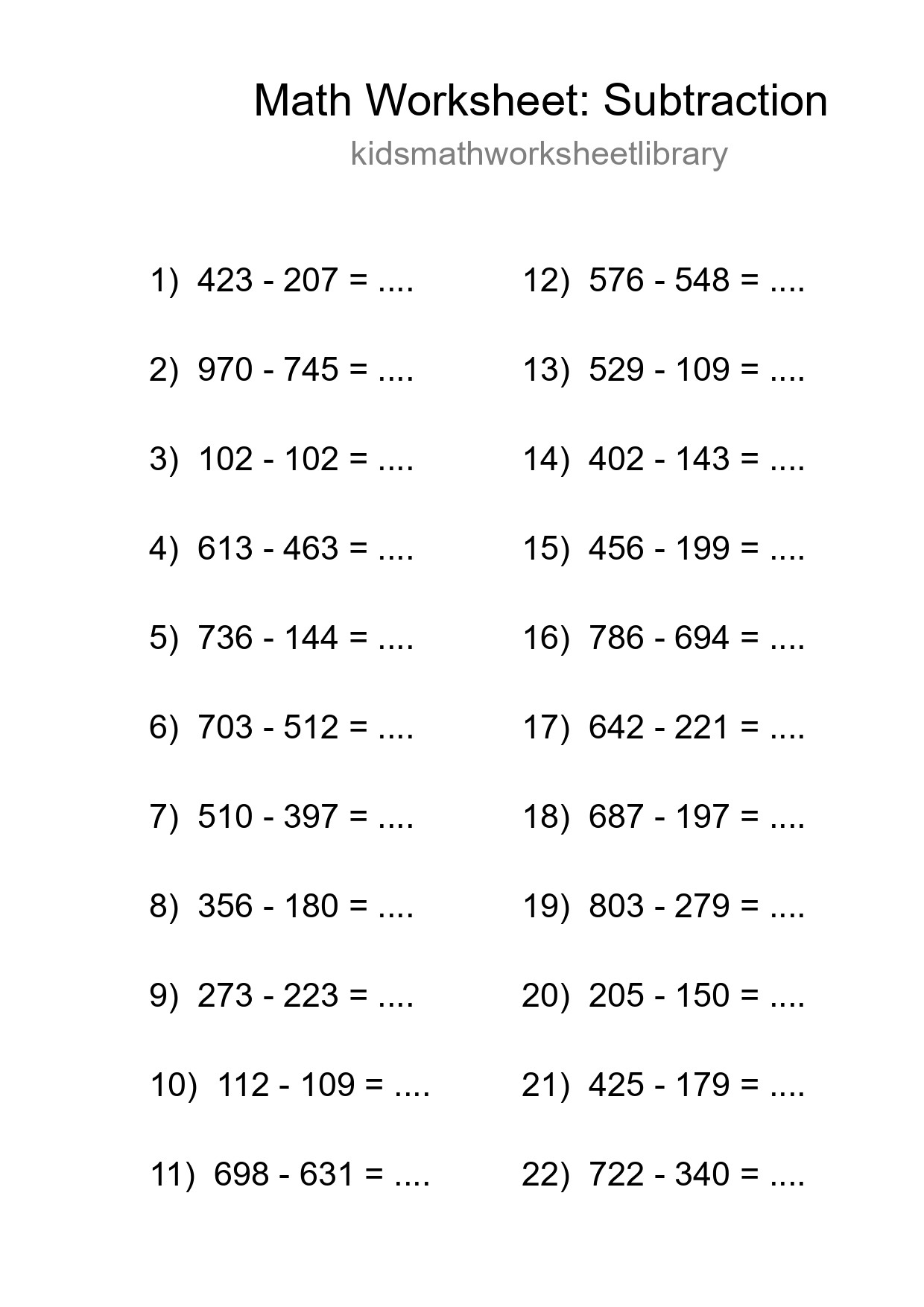 Free 22 Subtraction Math Worksheet For Grade 5 With Answers - Part 41