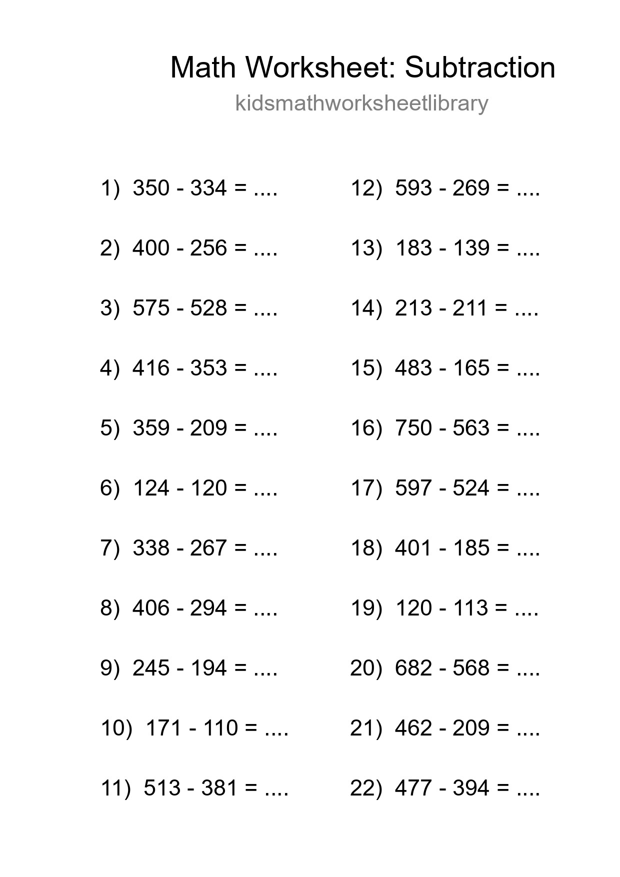 Free 22 Subtraction Math Worksheet For Grade 5 With Answers - Part 52