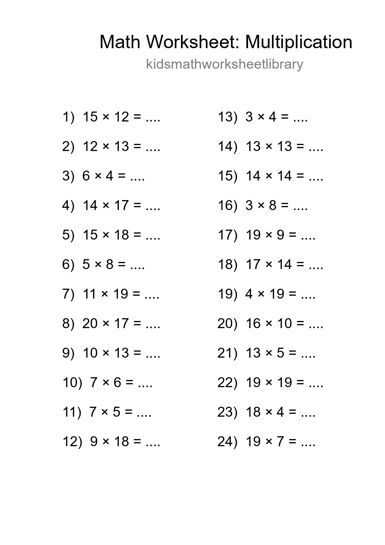 Free 24 Multiplication Math Worksheet For Grade 2 - Part 216