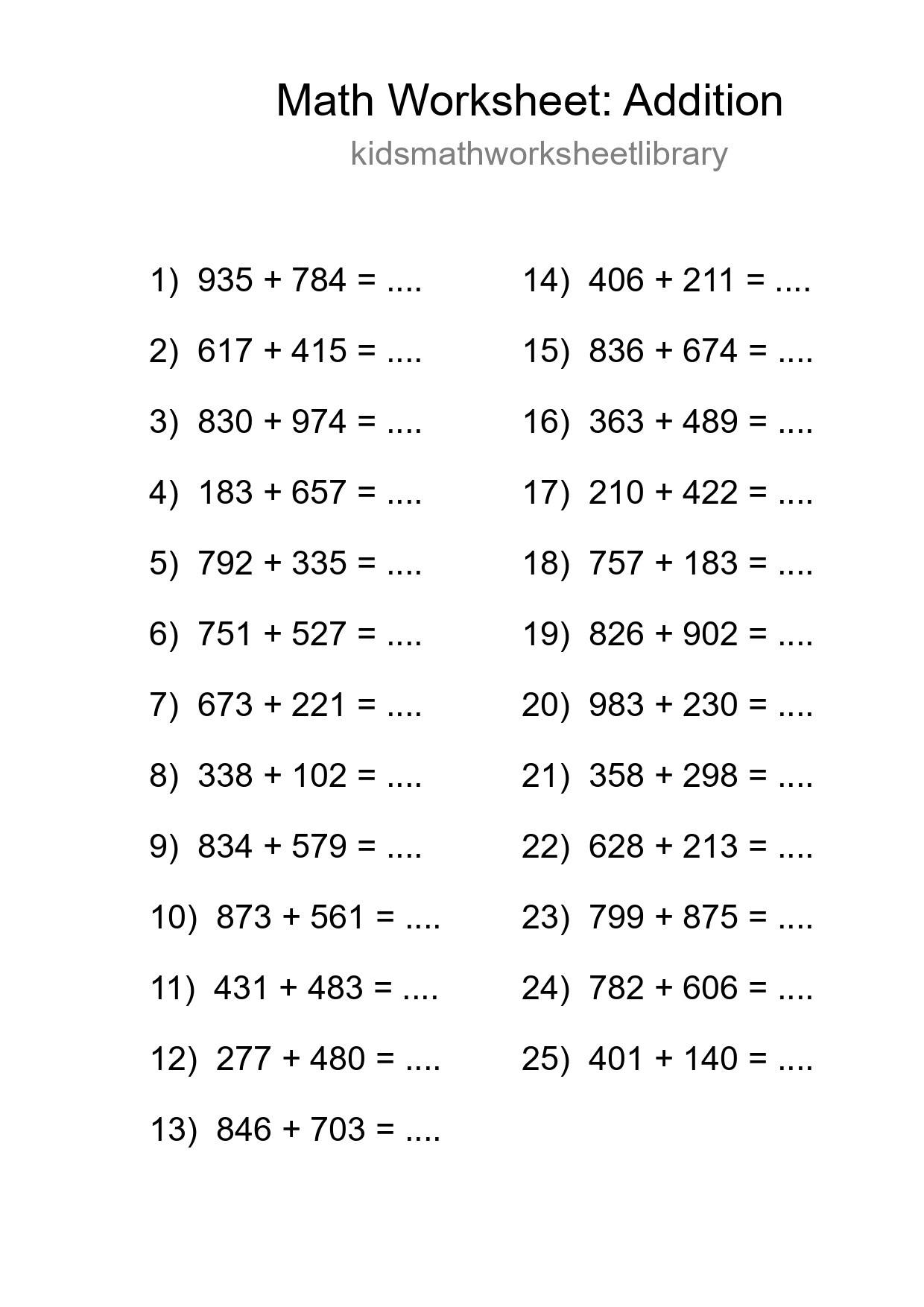 Free 25 Addition Math Worksheet For Grade 5 With Answers - Part 56