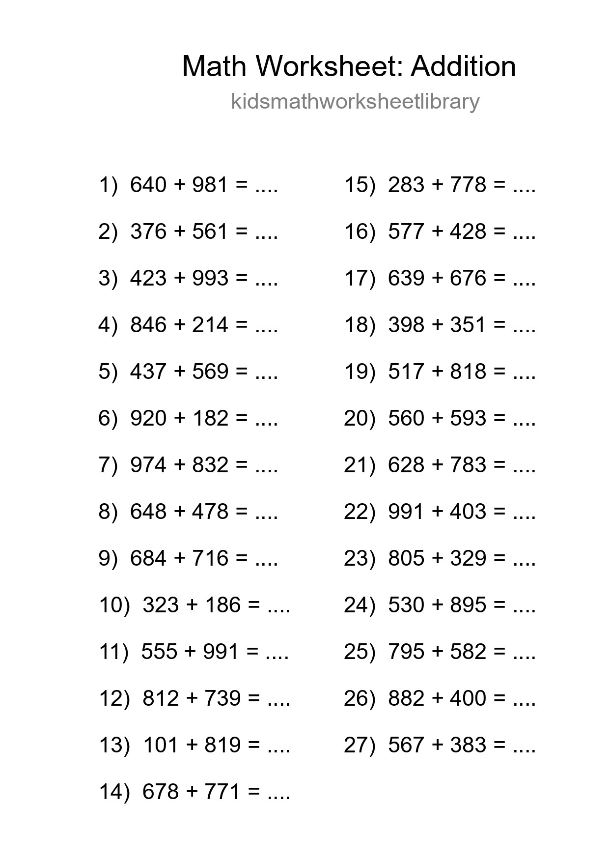 Free 27 Addition Math Worksheet For Grade 5 With Answers - Part 100