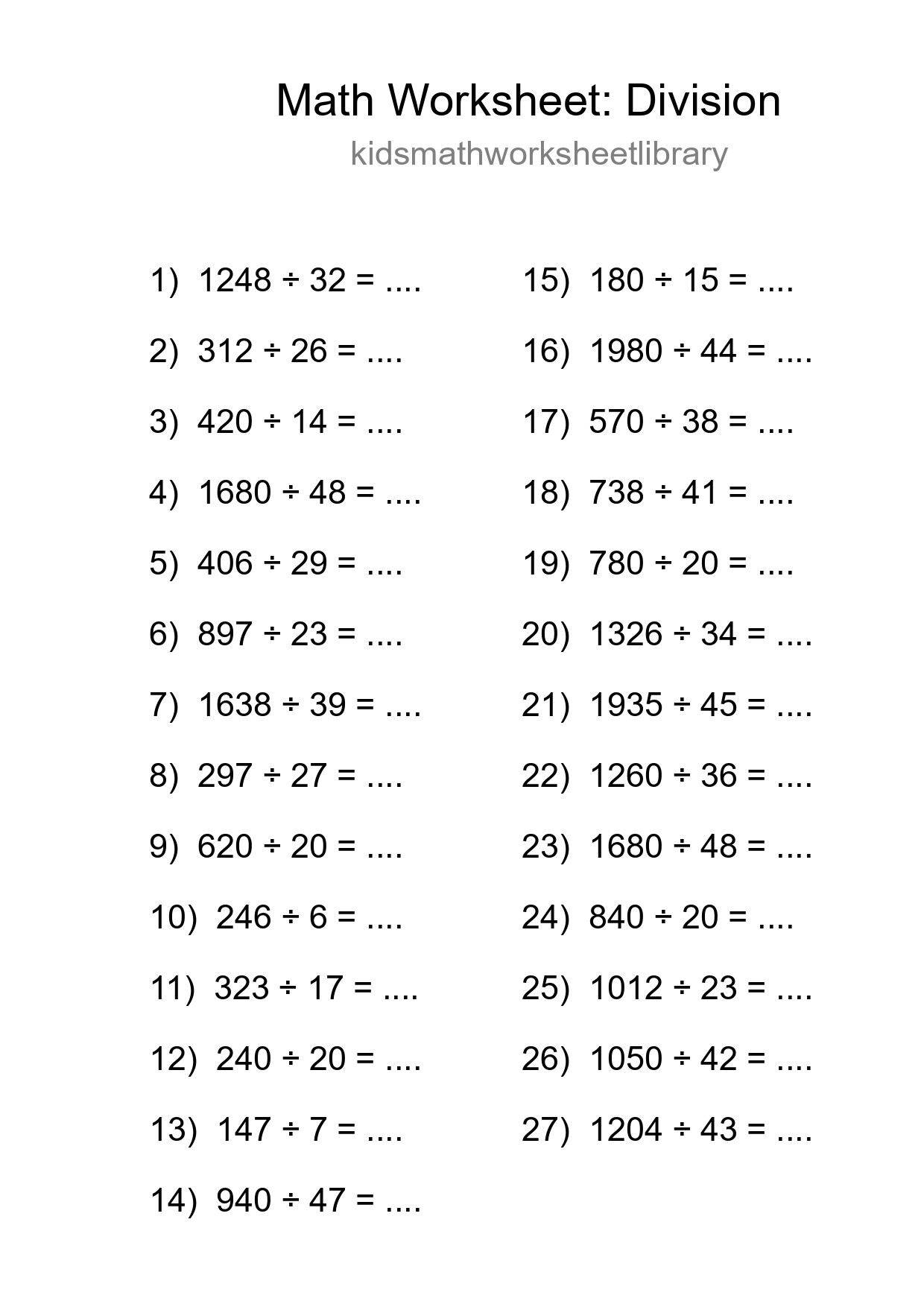 Free 27 Division Math Worksheet For Grade 2 - Part 114