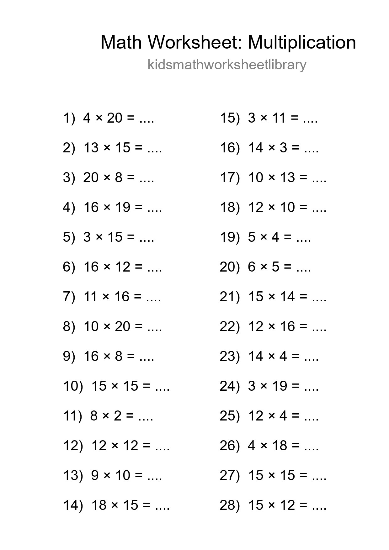 Free 28 Multiplication Math Worksheet For Grade 2 - Part 117