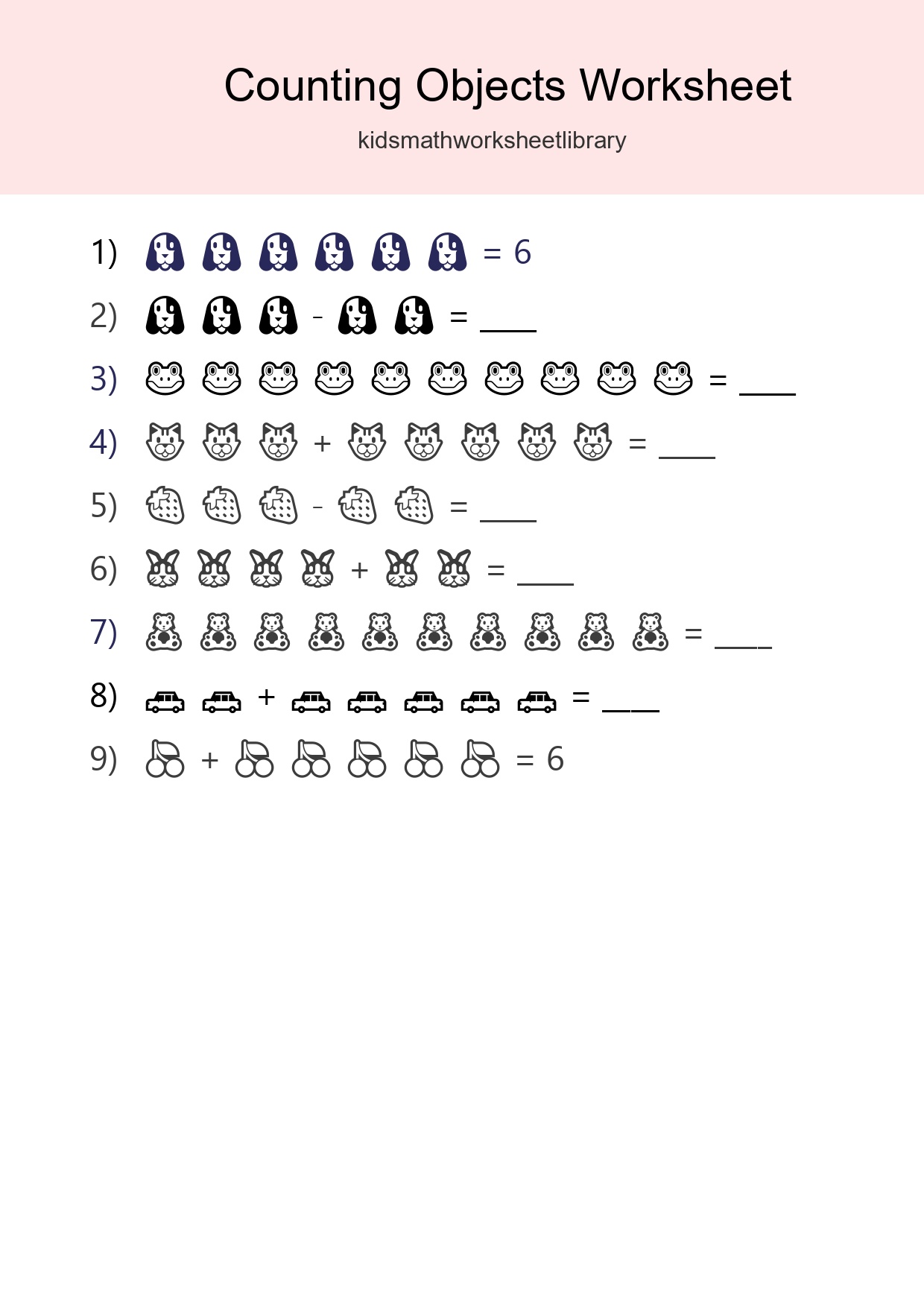 Free Counting Objects Worksheet For Kindergarten - Part 102