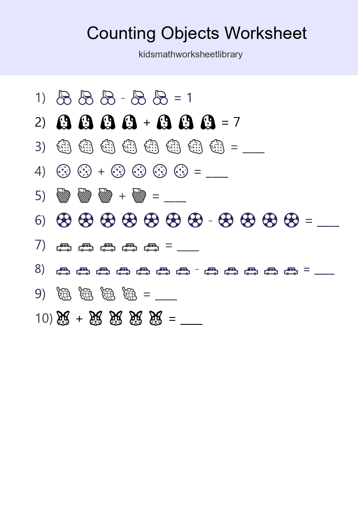 Free Counting Objects Worksheet For Kindergarten - Part 212