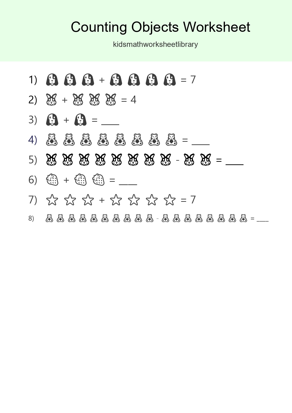 Free Counting Objects Worksheet For Kindergarten Printable - Part 124