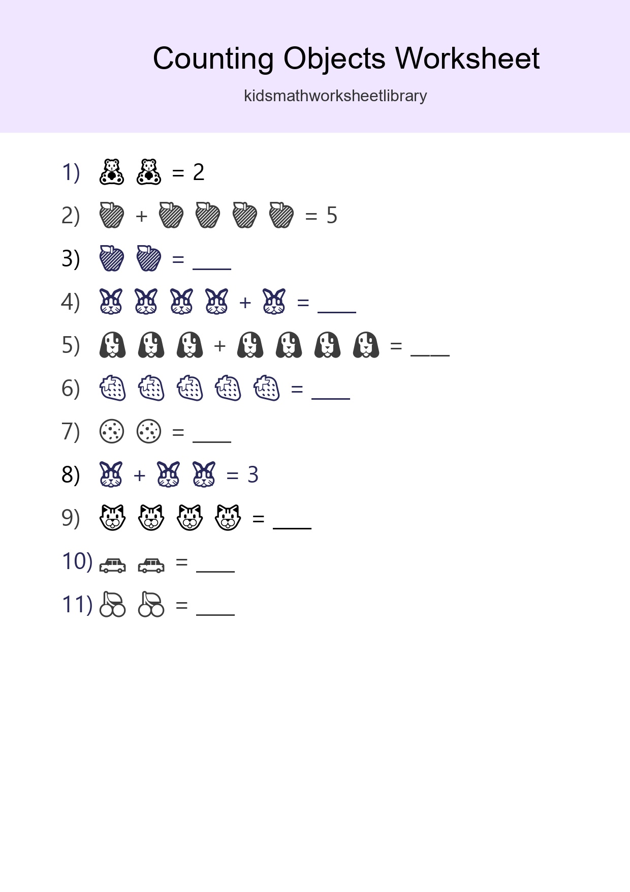 Free Counting Objects Worksheet For Kindergarten Printable - Part 135