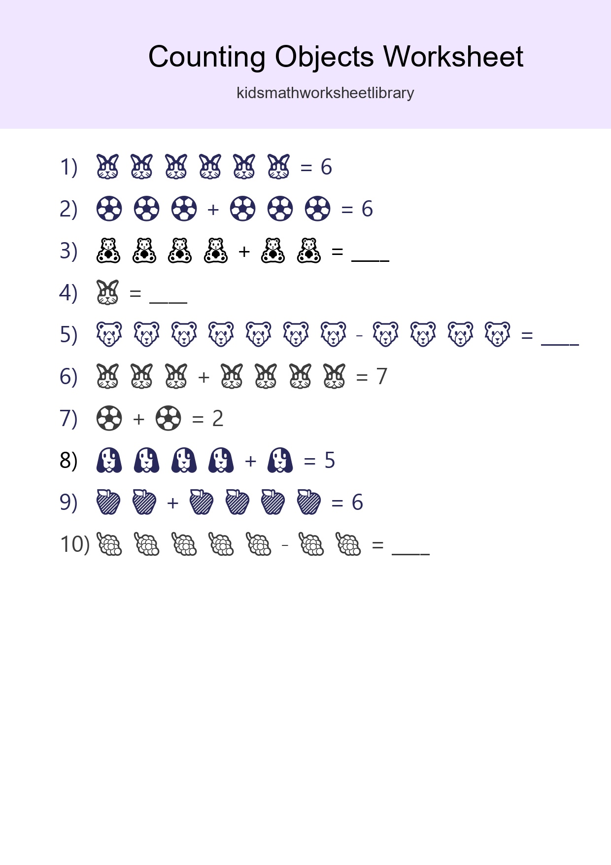 Free Counting Objects Worksheet For Kindergarten Printable - Part 234