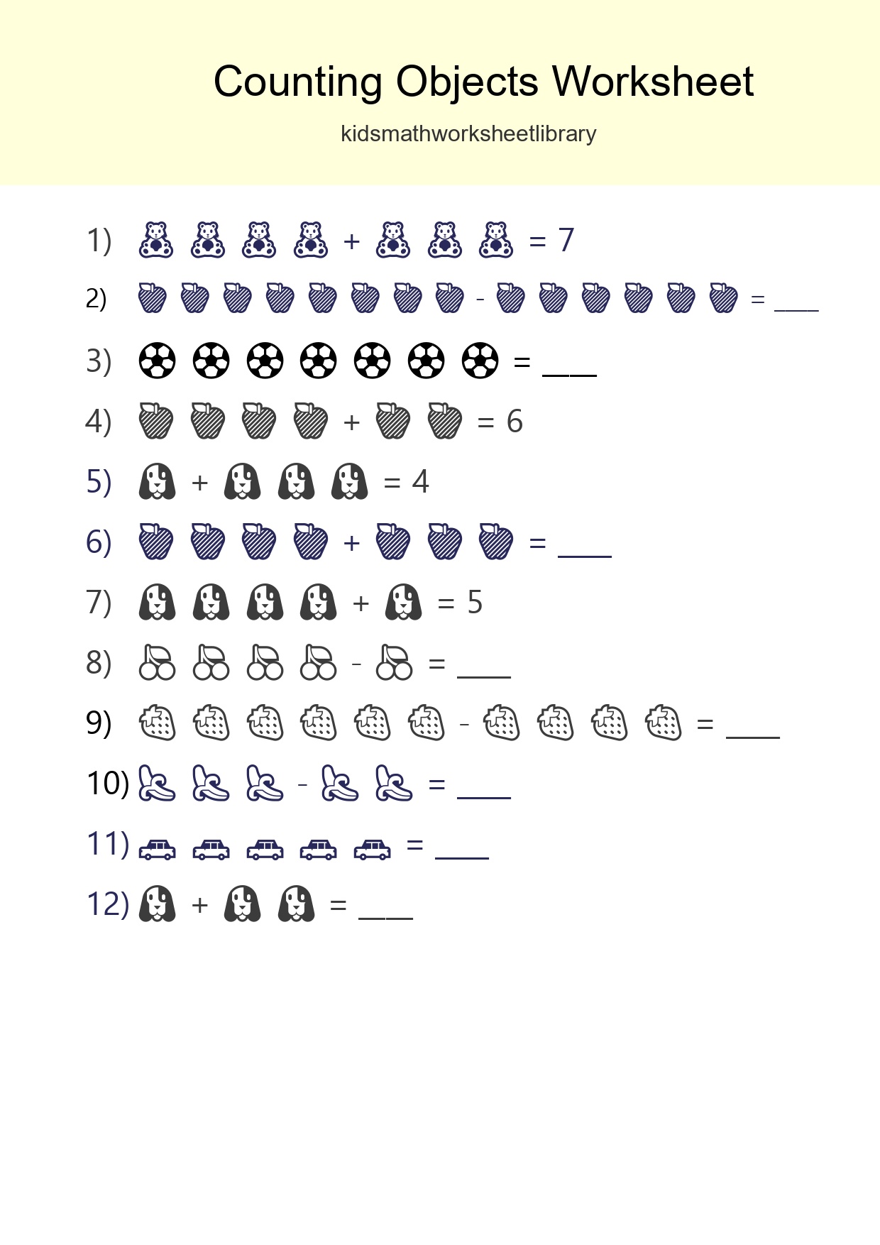 Free Counting Objects Worksheet For Kindergarten Printable - Part 245