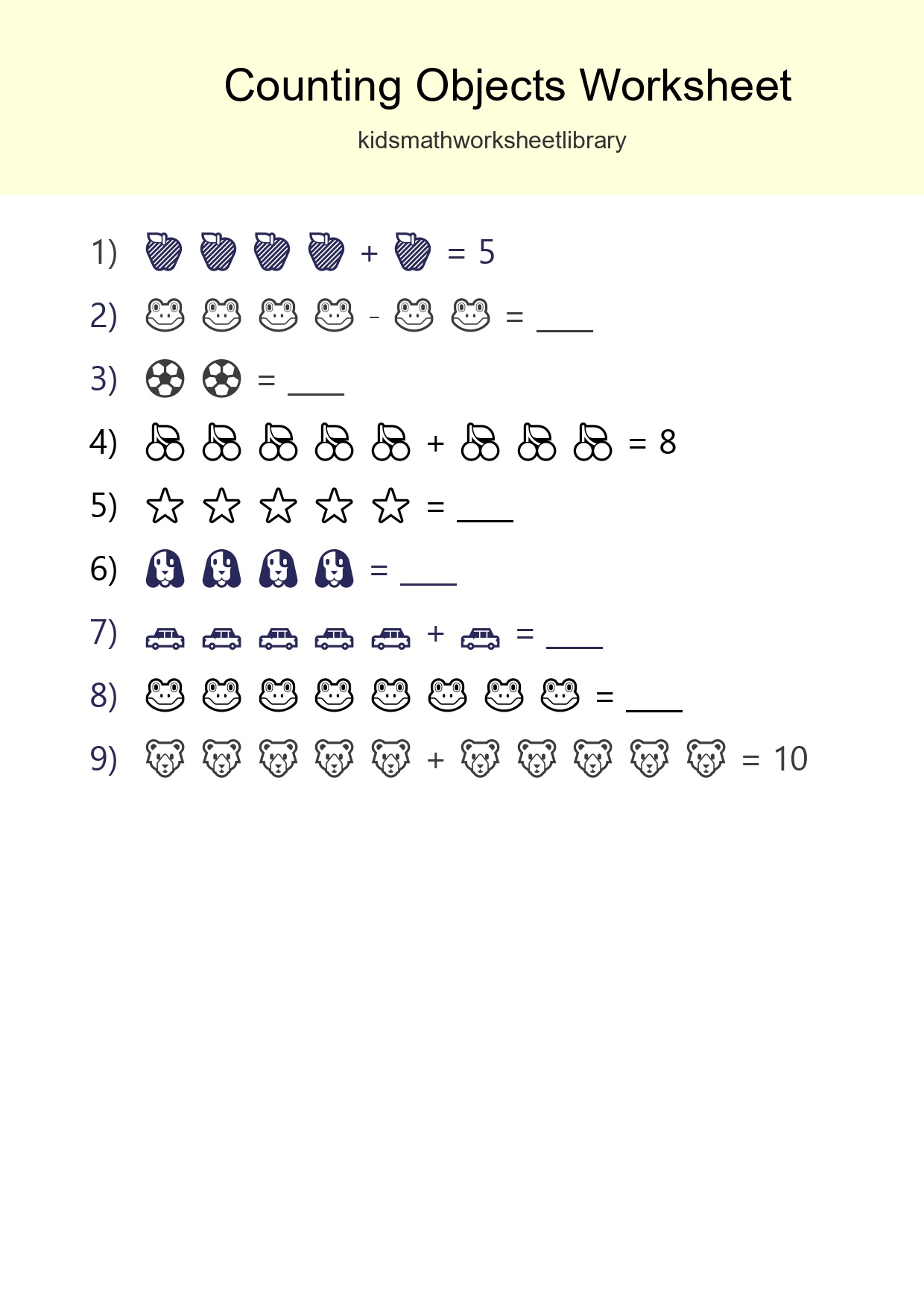 Free Counting Objects Worksheet For Kindergarten Printable - Part 267