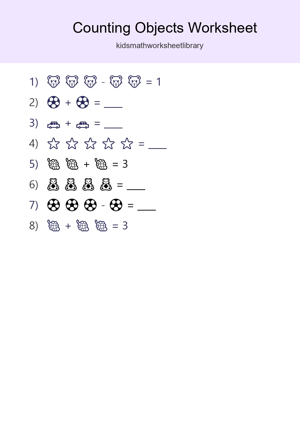 Free Counting Objects Worksheet For Pre-K Printable - Part 179