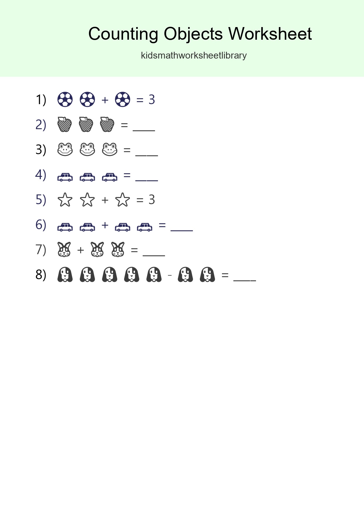 Free Counting Objects Worksheet For Pre-K Printable - Part 190