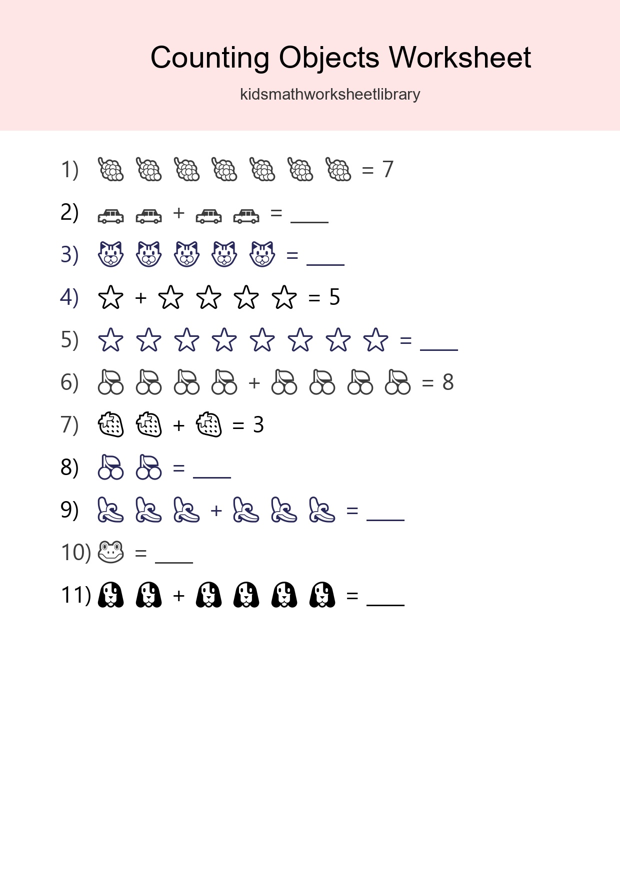 Kindergarten Count The Objects Worksheet - Part 168
