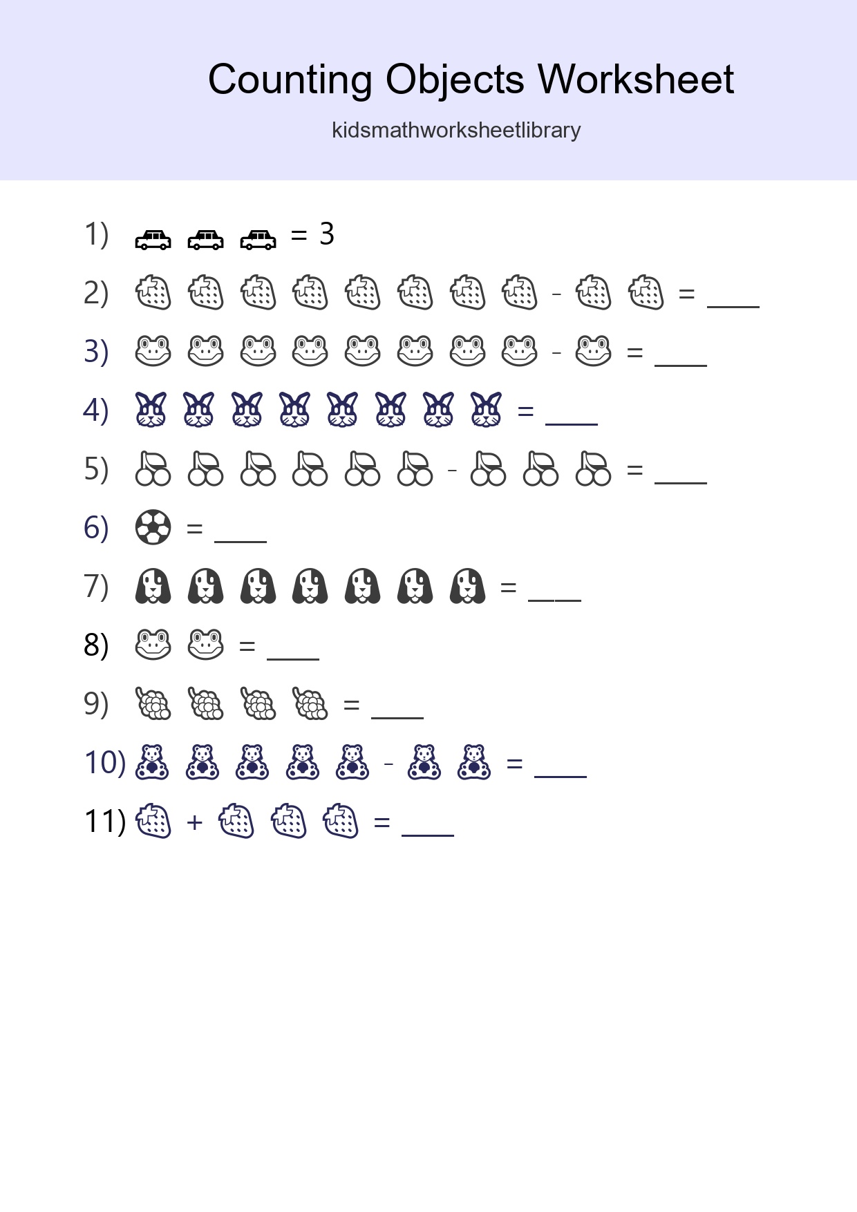 Kindergarten Count The Objects Worksheet - Part 300
