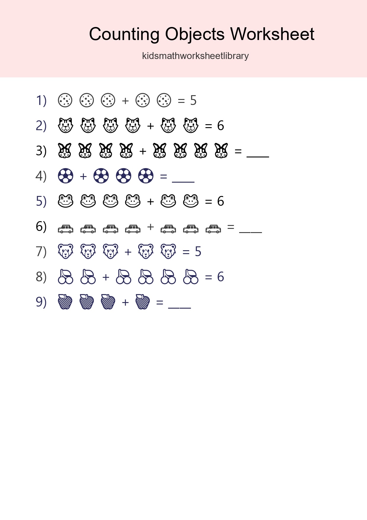 Kindergarten Count The Objects Worksheet - Part 47