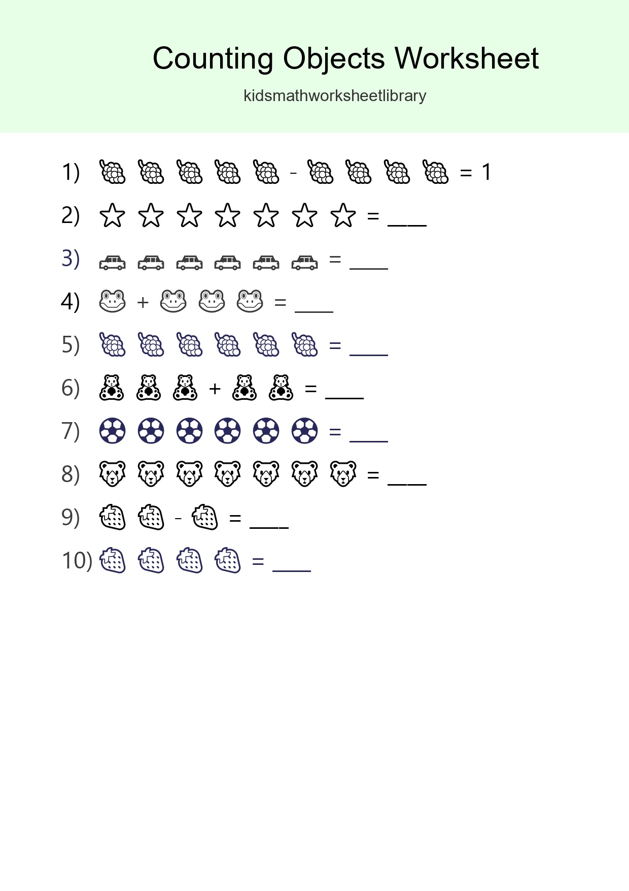 Learn Counting With Pictures Worksheet (Kindergarten) - Part 278