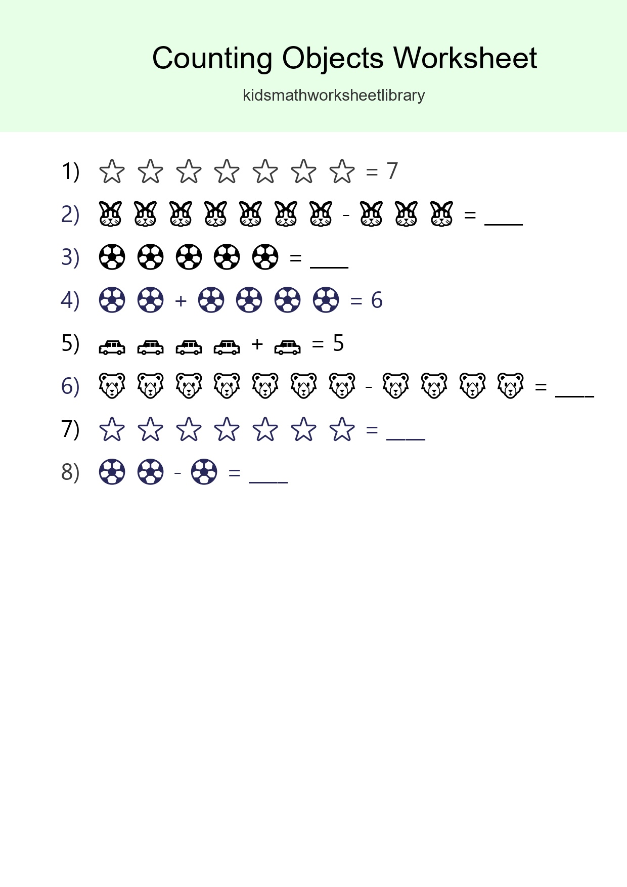 Learn Counting With Pictures Worksheet (Kindergarten) - Part 36