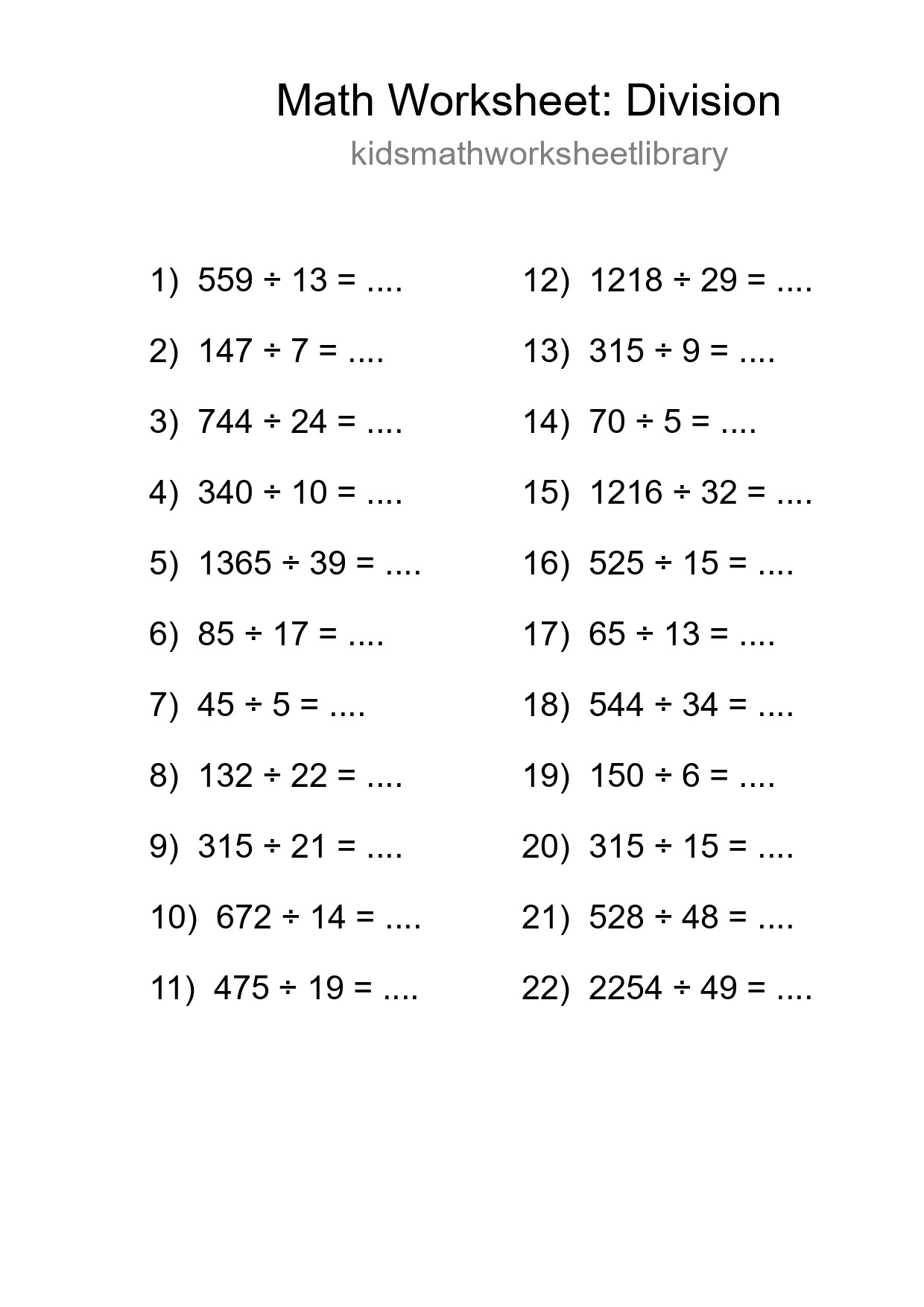 Printable Free 22 Division Math Worksheet For Grade 2 - Part 37