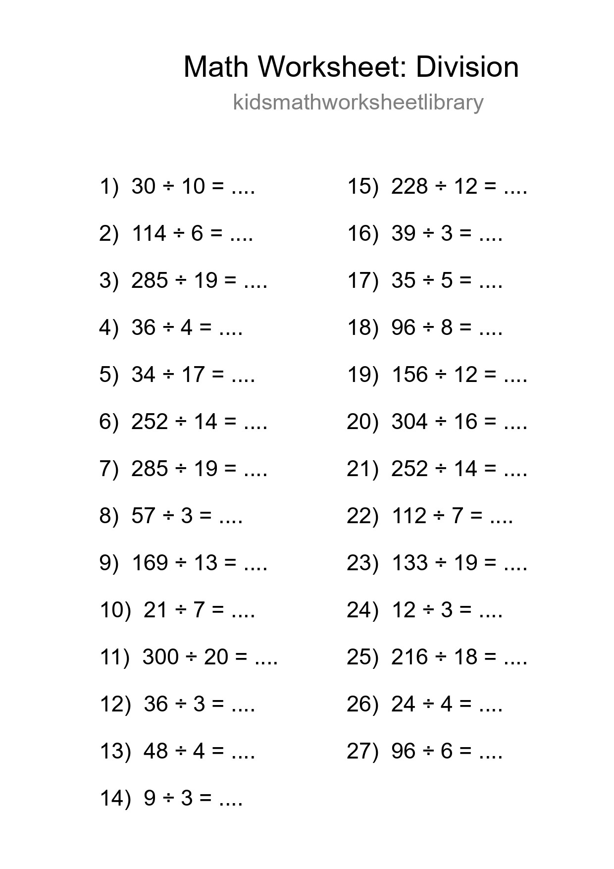 Printable Free 27 Division Math Worksheet For Grade 2 - Part 92